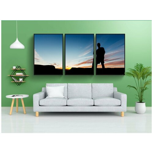фото Набор модулных постеров для интерьера "человек, силуэт, мужчина" 60x90 см. в тубусе, без рамки lotsprints