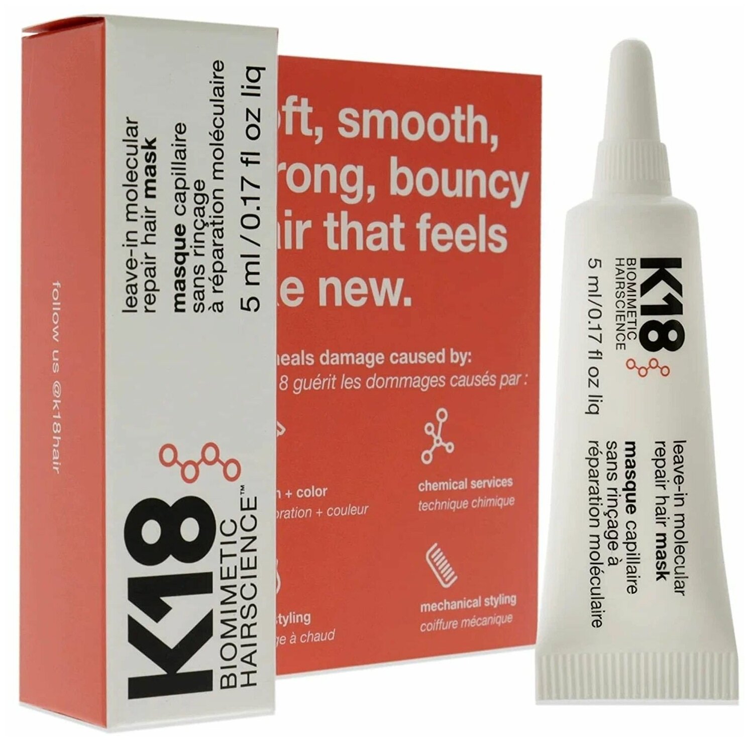 K18 LEAVE- IN MOLECULAR REPAIR HAIR MASK/Несмываемая маска для молекулярного восстановления волос (5 мл)