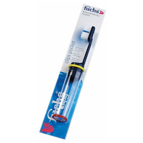 Зубная щетка Fuchs Clips Pocket-дорожная, средней жесткости. Цвет-синий.