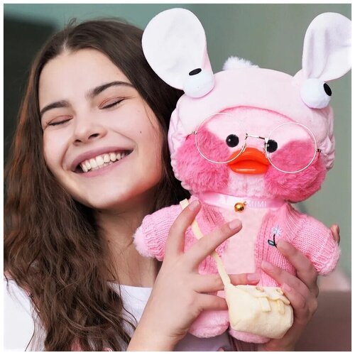 уточка lalafanfan мягкие игрушки 30cm lalafanfan duck plush toy одежда для утки stitch lalafanfan stuffed toy kawaii duck doll Lalafanfan /Утка розовая Lalafanfan/ Утка Лалафанфан Детская мягкая игрушка утка розовая/ Мягкая игрушка утенок /Joymer