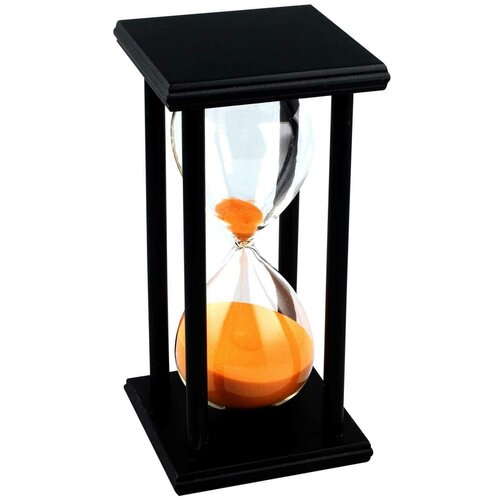 Часы песочные 5 минут, основание Квадрат, черный корпус оранжевый песок (13,5х8 см)
