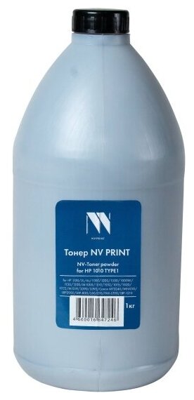 Тонер NV Print TYPE1 for HP 1100/5L/6L/1000/1200/1300/1000W/1150/1200/M1005/1010/1012/1015/1020/1022/M1319/3390/3392/Canon MF3240/MF4150/LBP2900/LBP-800/L60/L90/FAX-L200/LBP-1210 (1KG)