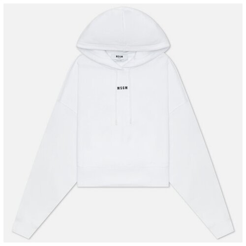 фото Женская толстовка msgm micrologo basic unbrushed hoodie белый , размер xs