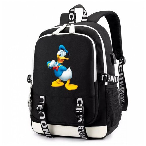 Рюкзак Дональд Дак (Mickey Mouse) черный с USB-портом №5 рюкзак дональд дак mickey mouse голубой 5