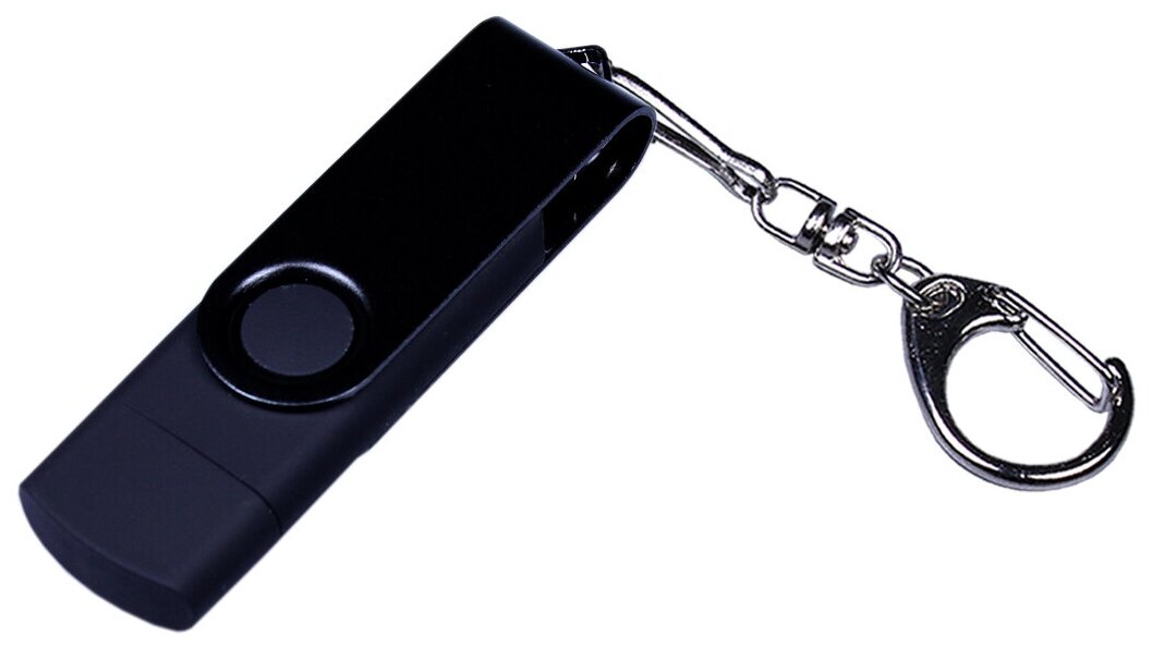 Поворотная флешка 3-в-1 (128 Гб / GB USB 3.1/USB Type-C/microUSB Черный/Black OTG-3-in-1_TypeC_031 для телефона и компьютера)