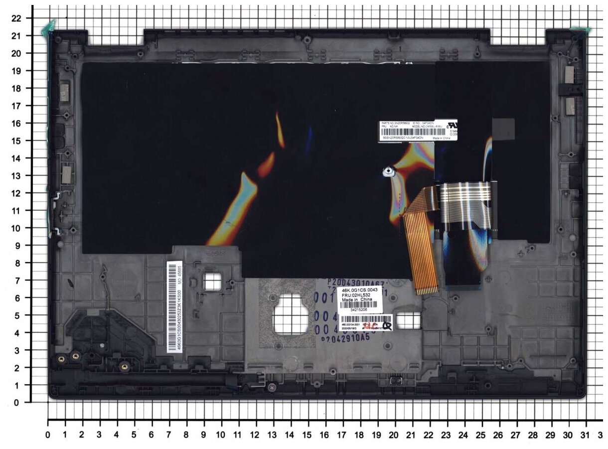 Клавиатура для ноутбука Lenovo 02HL533 черная с черный топкейсом и подсветкой