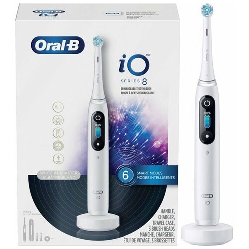Электрическая зубная щетка с инновационной магнитной iO технологией Oral-B iO 8 White Alabaster 1830400₽