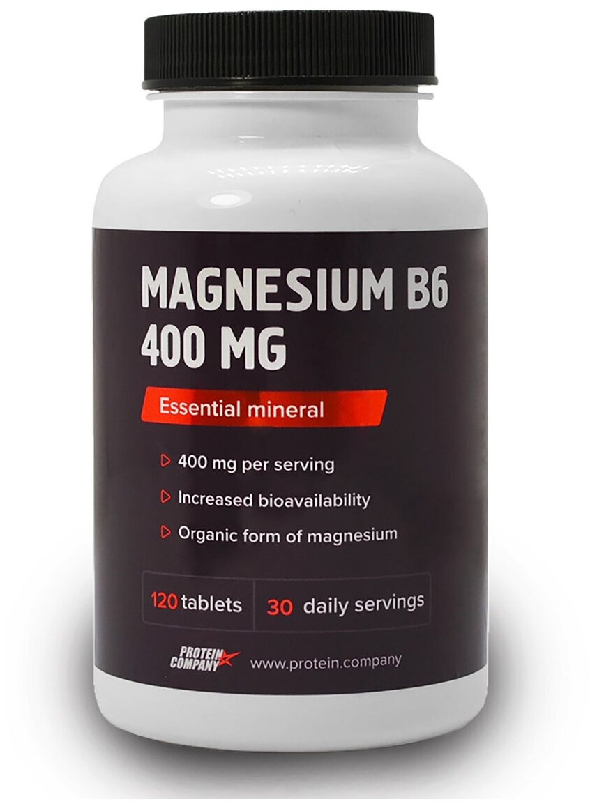Магния цитрат с В6 400 мг (магне б6) Magnesium Citrate PROTEIN.COMPANY, 120 таблеток. Пиридоксин 6 мг в 1 порции. Успокоительное для взрослых