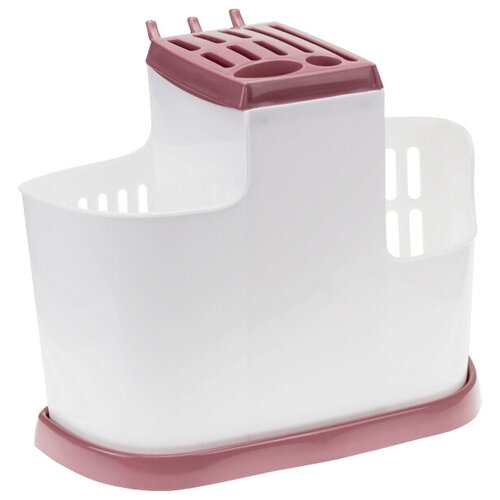 Органайзер для столовых приборов idea 2 секции отделение для ножей крючки пластик ягодный 1078₽