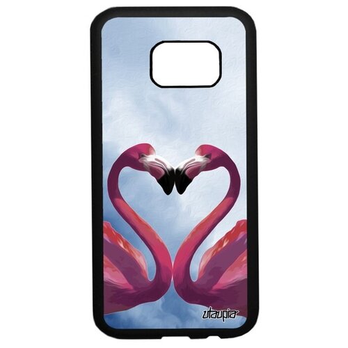 фото Качественный чехол для смартфона // samsung galaxy s7 // "фламинго" пара сердце, utaupia, серый