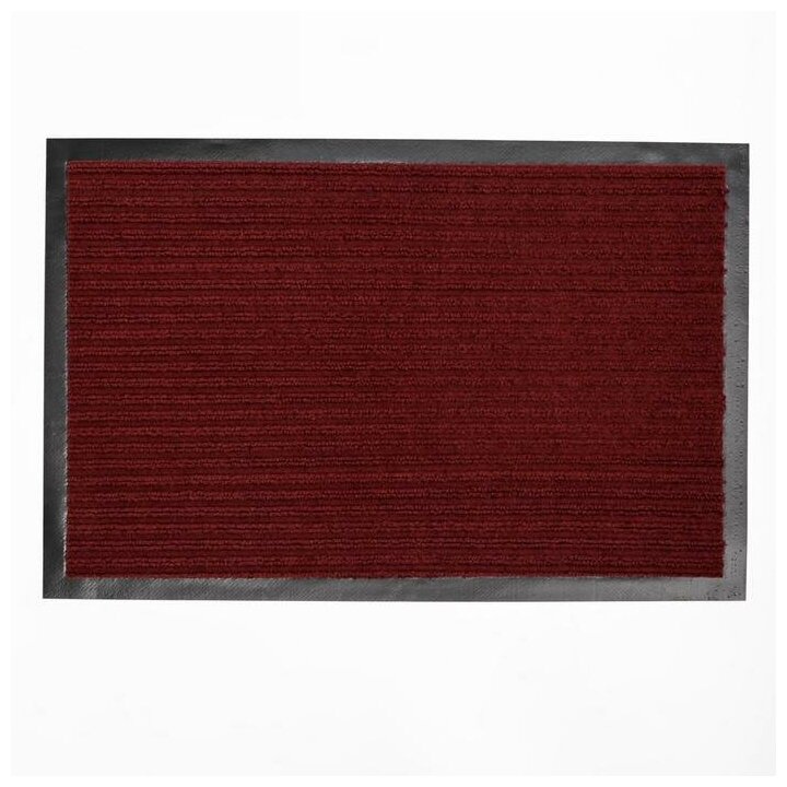 Коврик придверный влаговпитывающий "Стандарт", 40х60 см, ребристый, цвет бордовый - фотография № 2