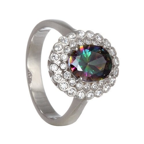 фото Серебряное кольцо с мистическим топазом и фианитами серена-сильвер