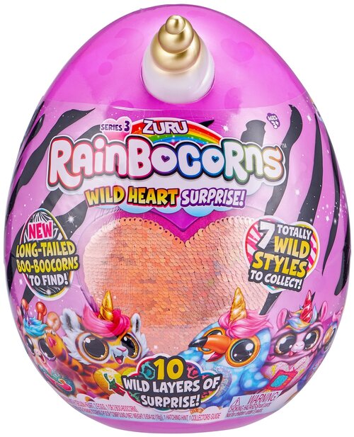 Мягкая игрушка Zuru RainBoCorns Wild Heart Surprise S3, 28 см