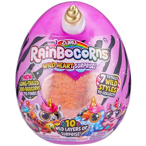 игрушка rainbocorns rainbocorns wild heart surprise s3 в непрозрачной упаковке сюрприз 9215 Мягкая игрушка Zuru RainBoCorns Wild Heart Surprise S3, 28 см