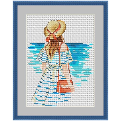 Купить Набор для вышивания крестиком Девушка на берегу моря 18х24.5 см, Чудо-Холст