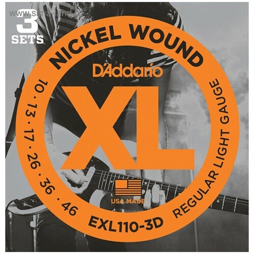 фото D'addario exl-110-3d набор из трех комплектов струн для электрогитары, 10-46