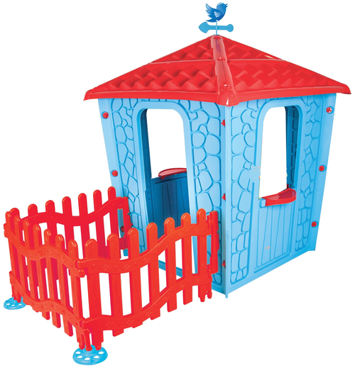 Детский игровой дом Pilsan Stone House с забором Blue/Голубой