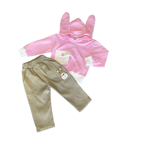 Комплект одежды  ALB для девочек, повседневный стиль, размер 74, бежевый, розовый