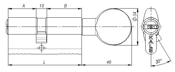Цилиндровый механизм с вертушкой KALE KILIT 164 BM/100 (40+10+50) mm никель 5 кл. - фотография № 8