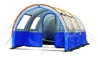 Четырехместная палатка с тамбуром XFY-1801, размер Д480*Ш260*В200. Туристическая палатка бело-синяя