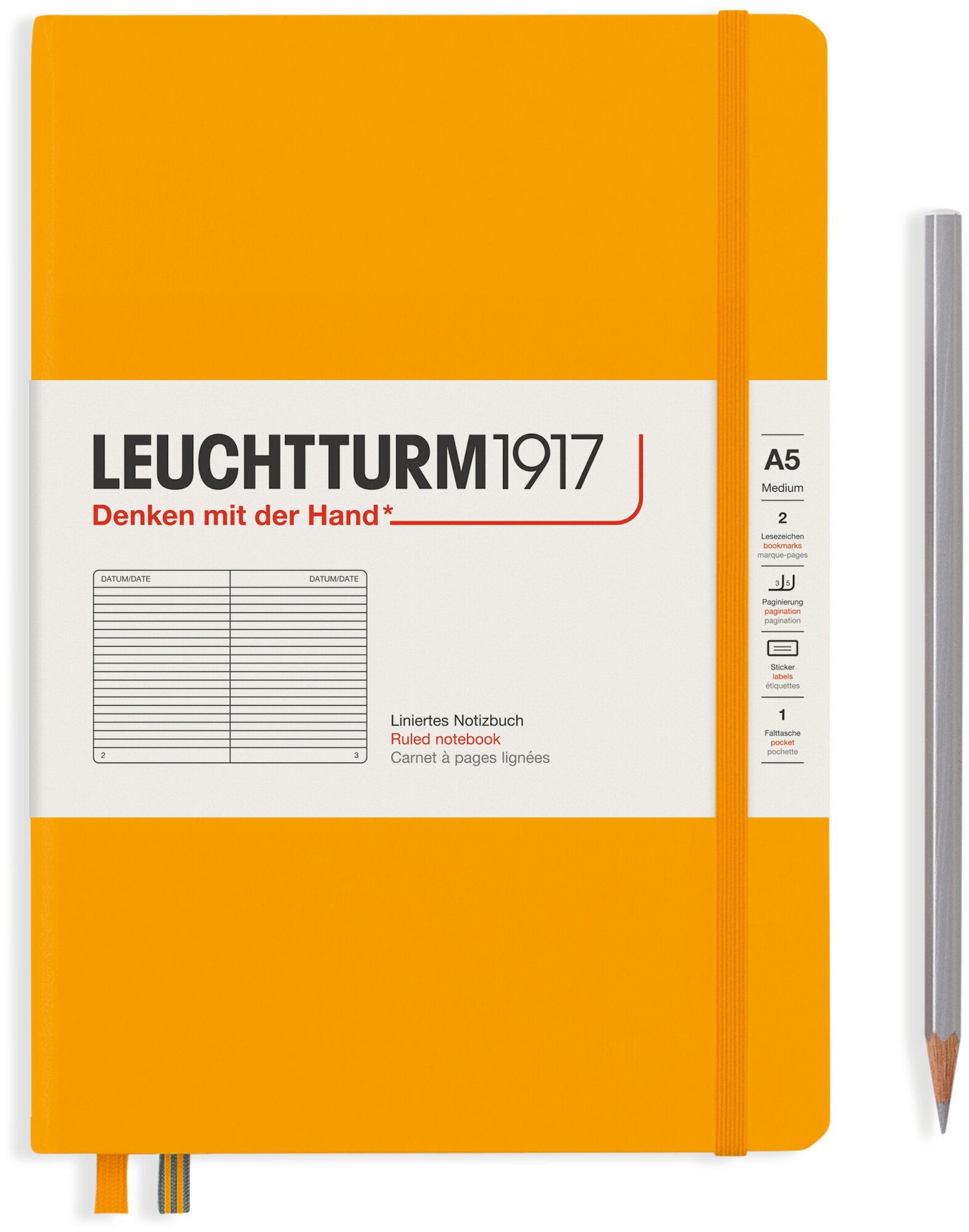 Блокнот Leuchtturm Rising Colours, 61 лист, в линейку восходящее солнце, А5