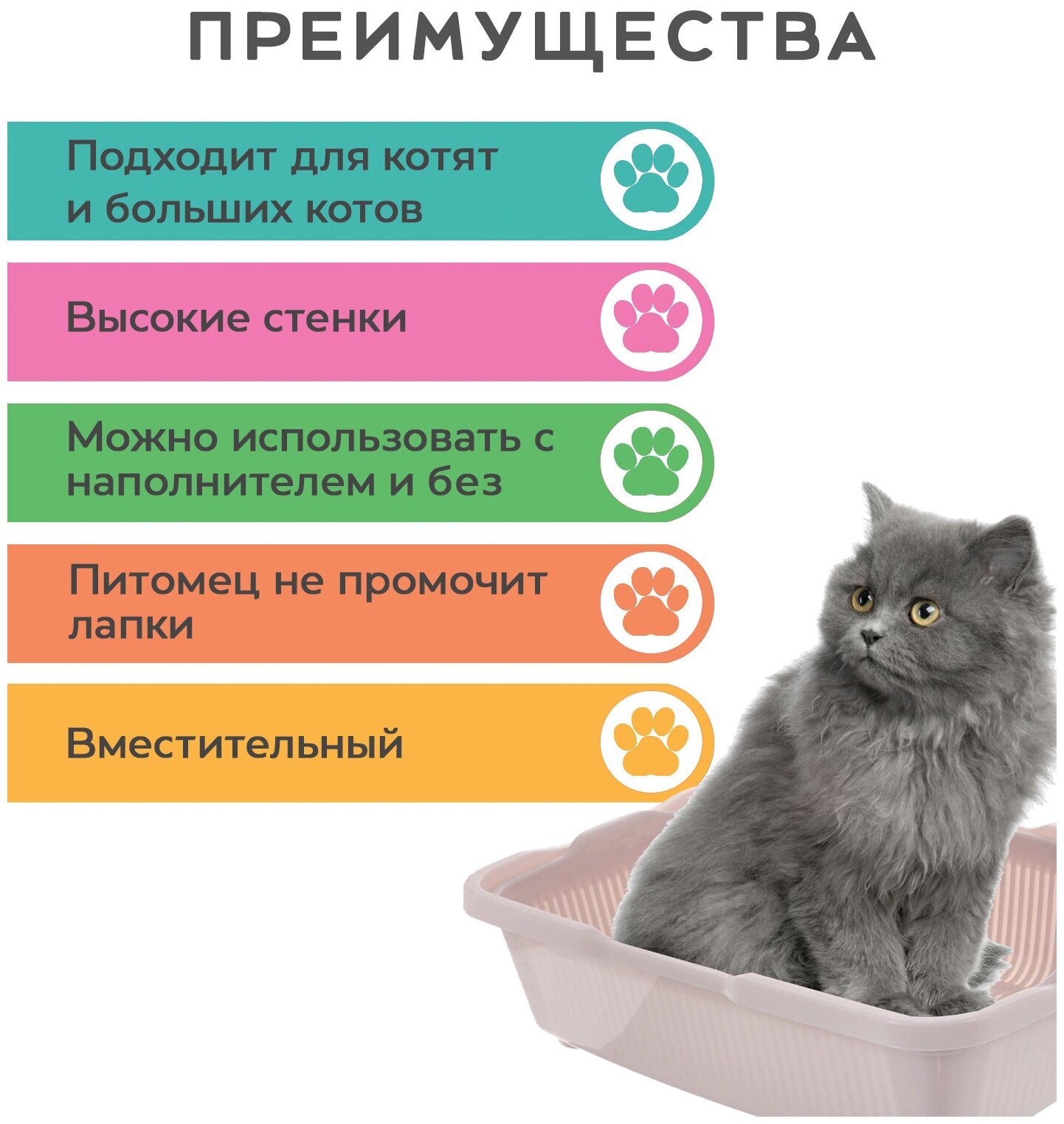 Лоток для кошек с сеткой / кошачий туалет / для животных / розовый - фотография № 3