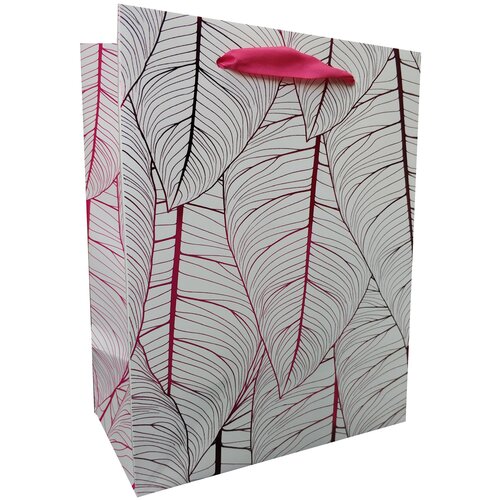 фото Пакет подарочный, листья, розовый, 32*26*12 см, 1 шт. дон баллон