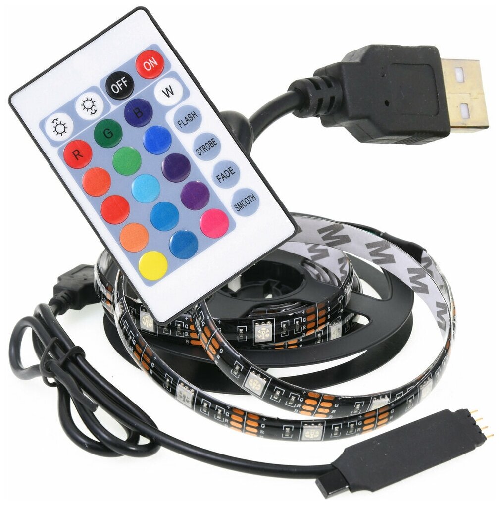 Светодиодная лента USB с пультом и разноцветным свечением 5 м - фотография № 5