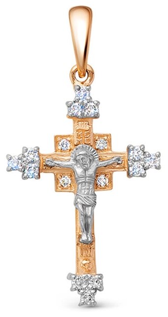 Православный крест с 16 бриллиантами из комбинированного золота 78136 VESNA jewelry 