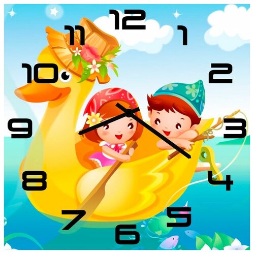 фото Svs настенные часы svs 3002619 дети плывут на уточке