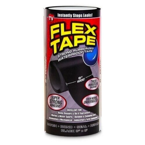 Сверхсильная клейкая лента универсальная Flex Tape 20см (Черный)