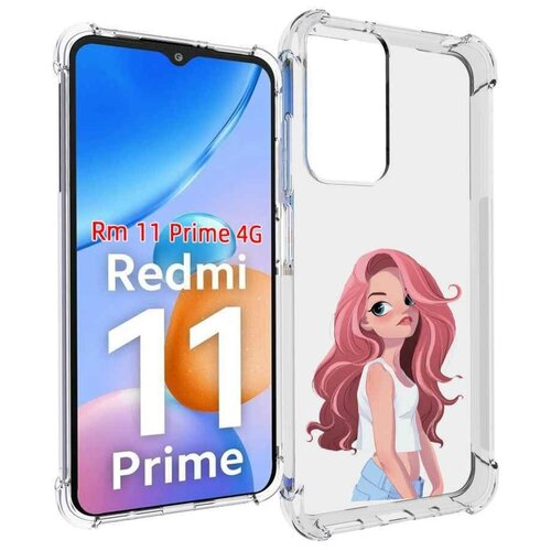 Чехол MyPads Мультяшный-арт-девушки женский для Xiaomi Redmi 11 Prime 4G задняя-панель-накладка-бампер чехол mypads портрет девушки черно белый для xiaomi redmi 11 prime 4g задняя панель накладка бампер