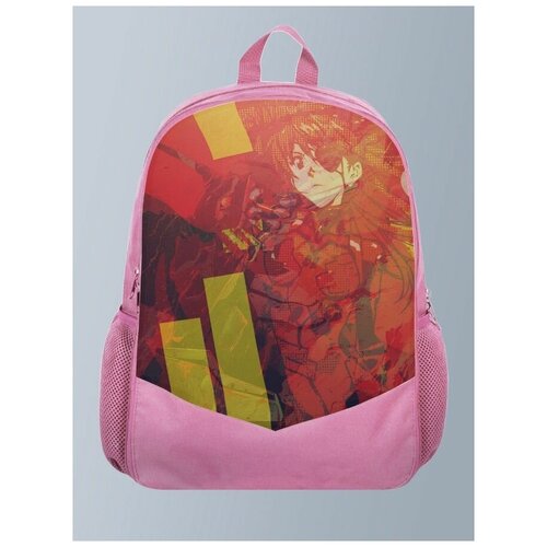 Розовый рюкзак с принтом Аниме Евангелион Evangelion, меха, Синдзи, Аска, Мисато, Аянами Рей - 44