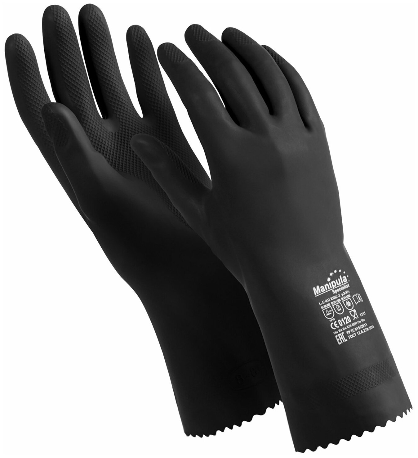 Перчатки латексные MANIPULA "КЩС-2", ультратонкие, размер 9-9,5 (L), черные, L-U-032/CG-943 - фотография № 1