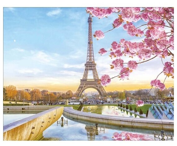 Алмазная мозаика Цветной LG194 Цветущий Париж 40х50 см