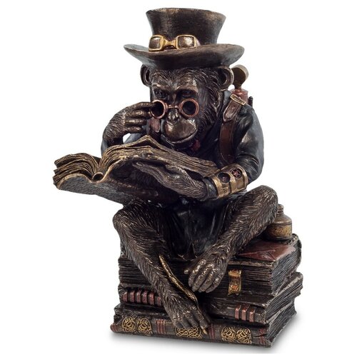 фото Статуэтка в стиле стимпанк обезьяна с книгой размер: 11,5*13,5*19,5 см veronese