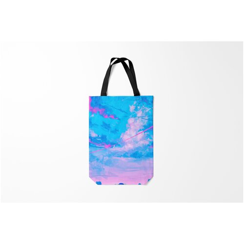 фото Сумка-шоппер / 31х42 см / неоновые принты / космос розовые облака burnettie