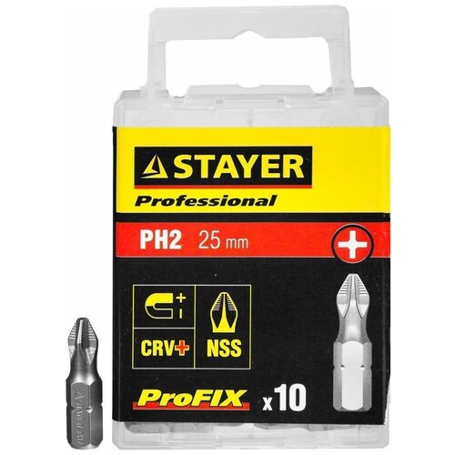 Набор бит STAYER ProFix PH2 25 мм 10 шт. 26201-2-25-10 набор бит stayer profix ph2 25 мм 10 шт 26201 2 25 10