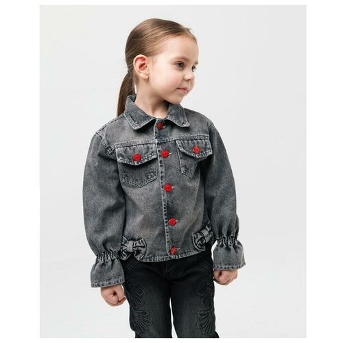 Куртка джинсовая для девочки, цвет серый, рост 116 см