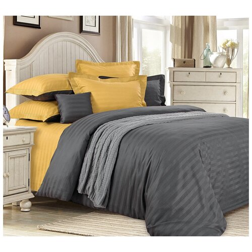 фото Постельное белье «медовый раф», страйп-сатин (2 сп с евро простыней (4 нав.)) текс-дизайн