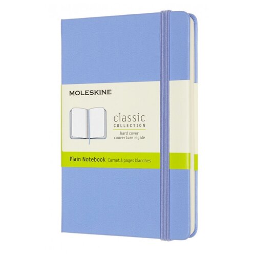 Блокнот MOLESKINE Classic, 192стр, без разлиновки, твердая обложка, голубая гортензия [qp012b42]