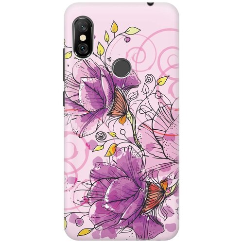 фото Re:paчехол - накладка artcolor для xiaomi redmi note 6 pro с принтом "розовые цвета"