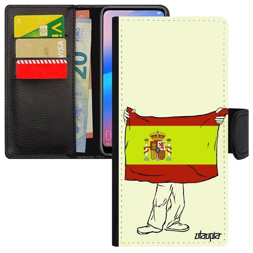 фото Защитный чехол-книжка на // samsung galaxy a12 // "флаг испании с руками" страна туризм, utaupia, белый