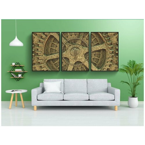 фото Набор модулных постеров для интерьера "шестерни, древний, технология" 60x90 см. в тубусе, без рамки lotsprints