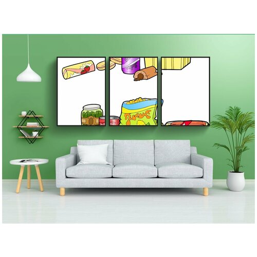 фото Набор модулных постеров для интерьера "быстрое питание, нездоровая пища, промышленных пищевых" 60x90 см. в тубусе, без рамки lotsprints