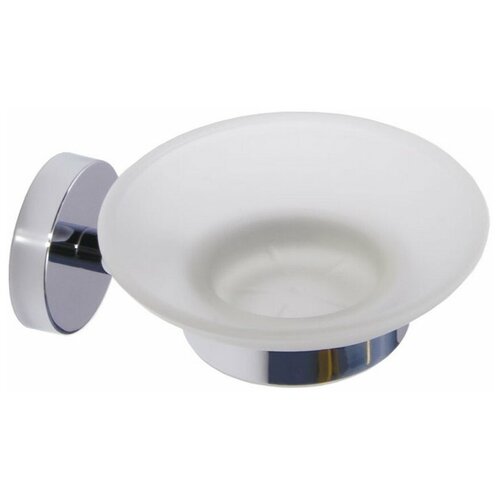 Мыльница для ванной подвесная матовое стекло, хромированная 