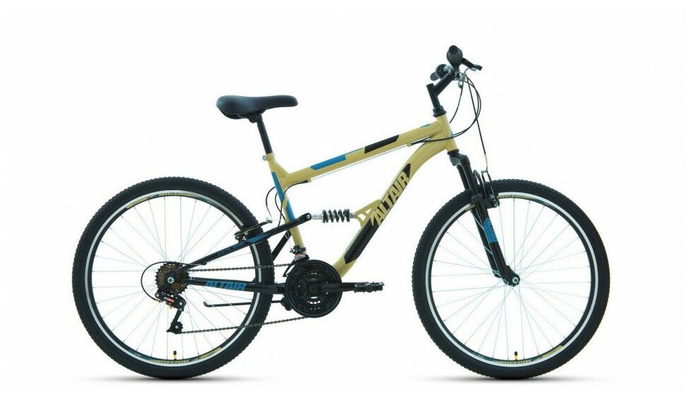 Велосипед ALTAIR MTB FS 26 1.0 (26" 18 ск. рост 16") 2020-2021, бежевый/черный, RBKT1F16E002