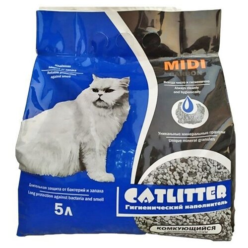 CatLitter наполнитель комкующийся Carbon MIDI 5л
