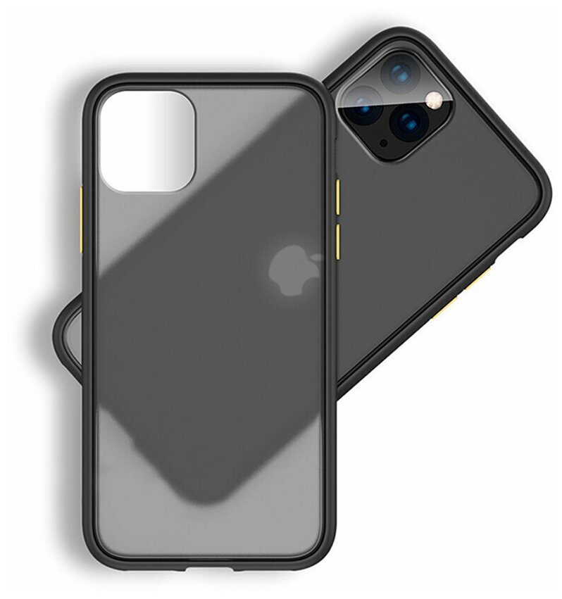 Yoho Чехол накладка бампер для iPhone 11 Pro Max, черный-желтый, противоударный, матовый