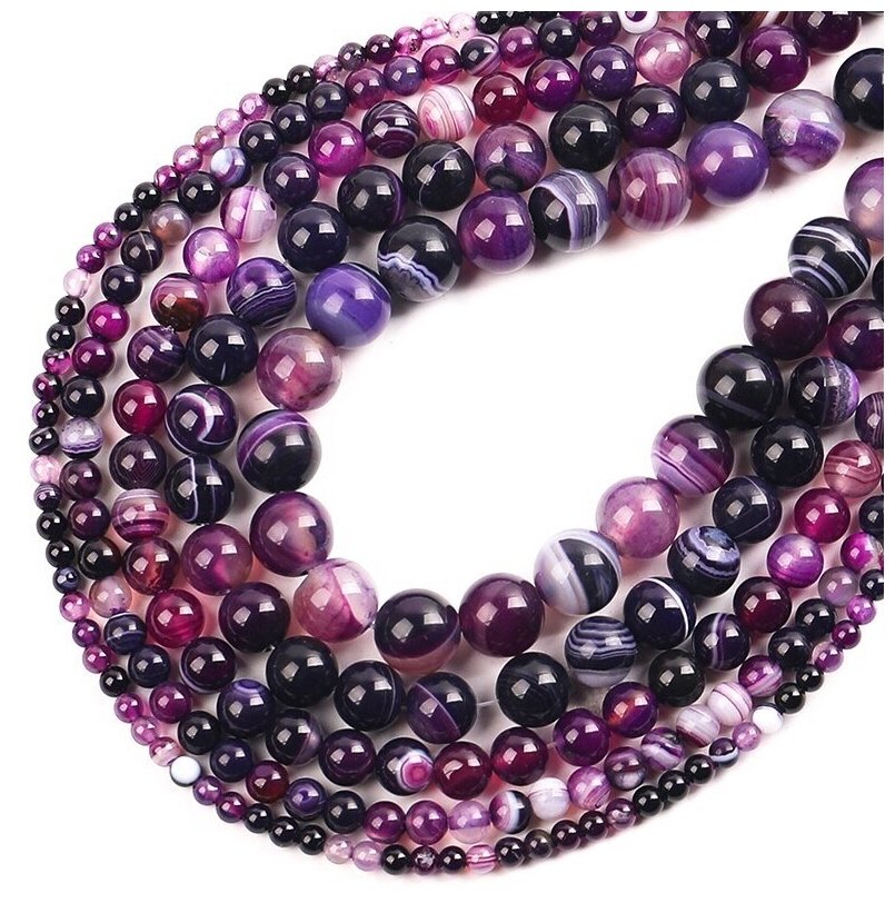Агат натуральный камень, бусины шарик 8 мм, около 45 шт, цвет: Фиолетовый